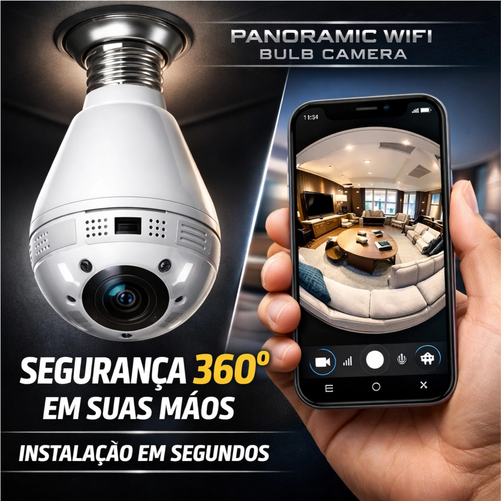 Câmera Lâmpada Panorâmica Yoosee Wifi